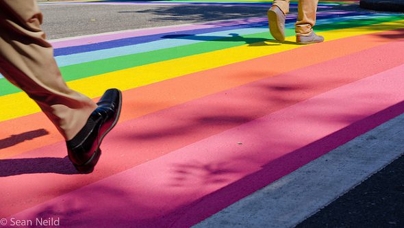 Vancouver's Rainbow Crosswalk, by Sean Neild.