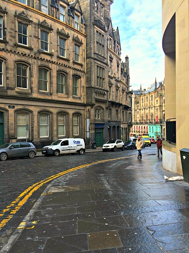 The top of Victoria Street in Edinburgh.