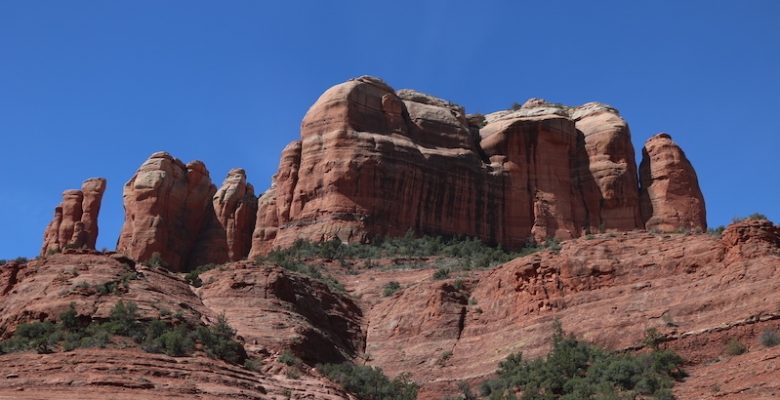 Red rock and blue skies at Cathedral Rock in Arizona