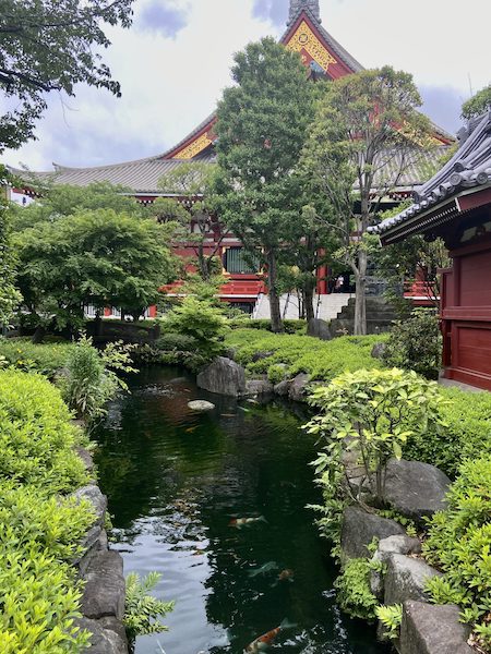 Creek and garden in front of Senso-ji Temple