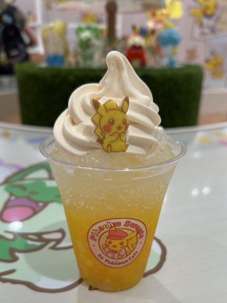 A drink from Pikachu Sweets by the Pokemon Cafe.