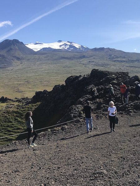 Snaefellsjokull glacier from the top of the Saxholl volcano.