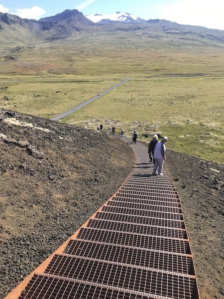 Stairway down the Saxholl volcano.