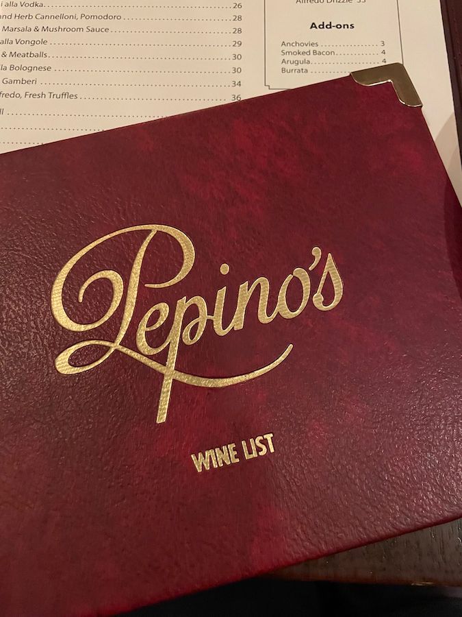 Pepino's Spaghetti House menu