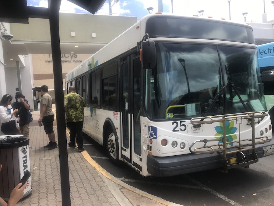 Changing buses at Queen Ka’ahumanu Center.