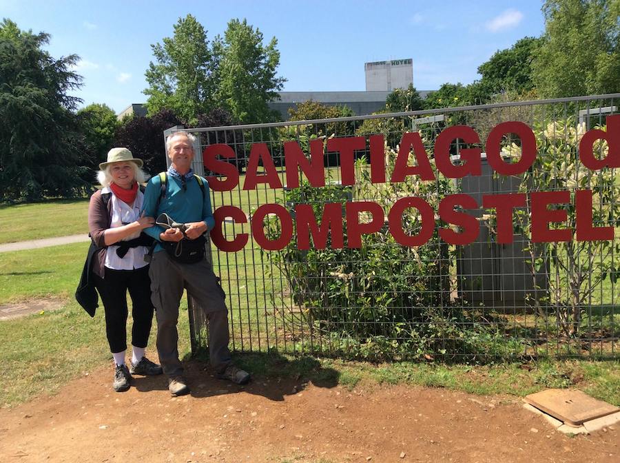 Peter and Carol Snell arrive at the end of the trail in Santiago.