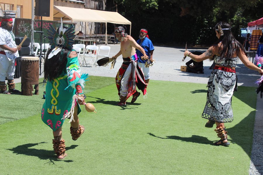 Indigenous dancers at Oakland, California's Indigenous Red Market.