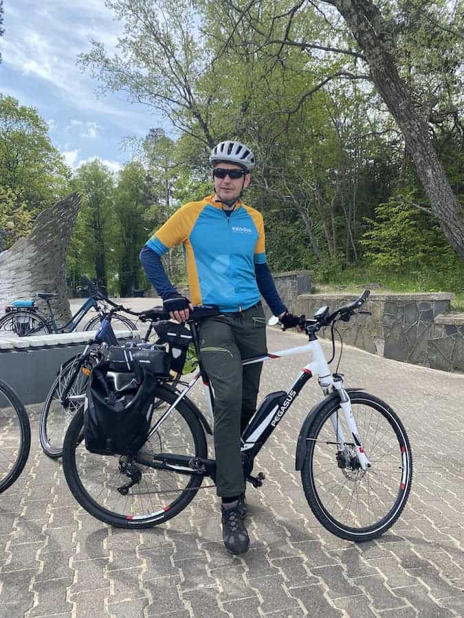 Cycling the Baltics Exodus Adventure Travels guide Andrius Mazrimas, on his bike.
