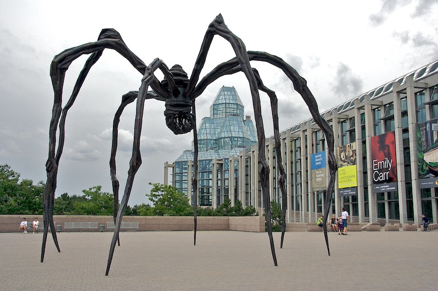 Giant arachnid sculpture in front of the National Gallery of Canada in Ottawa, Ontario.