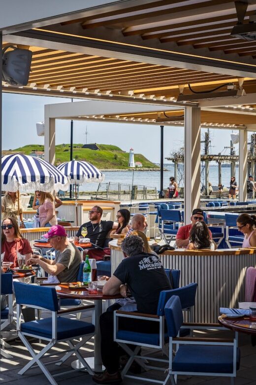 The patio at Water Polo Restaurant on Halifax's waterfront, on Pamela Pascal's picks of best places to eat in Halifax for under $30.