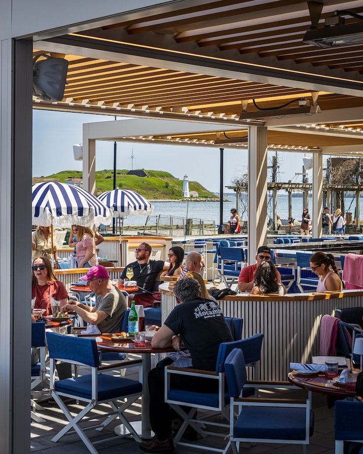 The patio at Water Polo Restaurant on Halifax's waterfront, on Pamela Pascal's picks of best places to eat in Halifax for under $30.