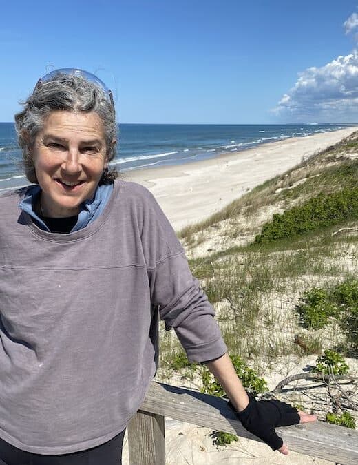 Diane Ballon happy to be cycling among the sand dunes at Curonian Spit National Park.
