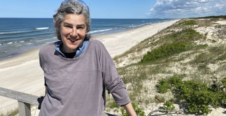 Diane Ballon happy to be cycling among the sand dunes at Curonian Spit National Park.