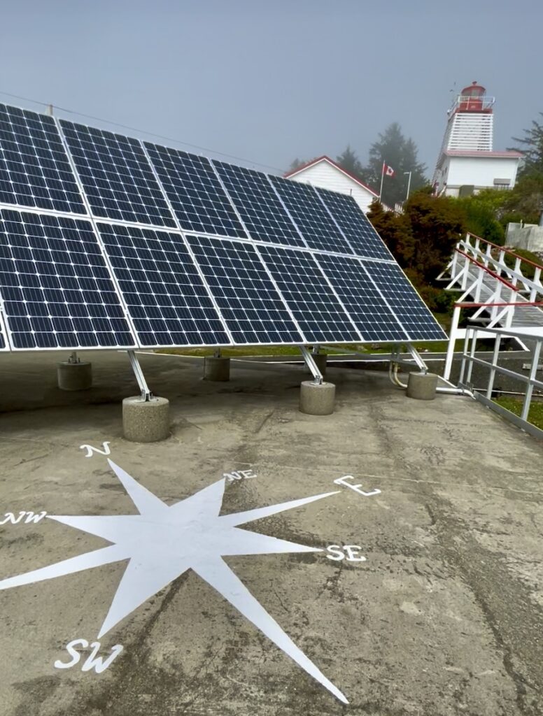 Solar panels powering Cape Beale Lighthouse