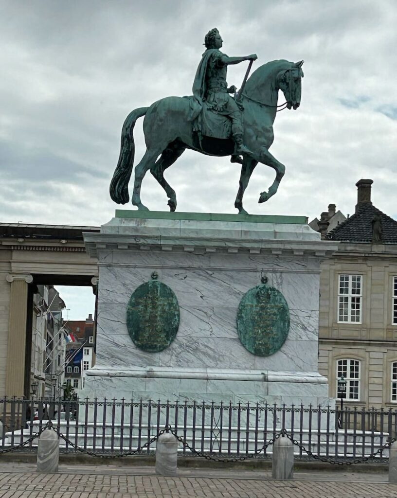 Statue of King Frederick V upon his horse at Amelienborg Palace