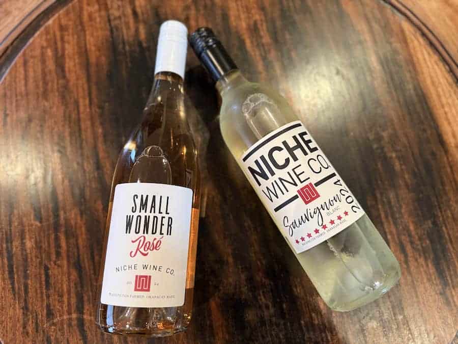 Bottles of Niche Wine Small Wonder Rose and Sauvignon Blanc