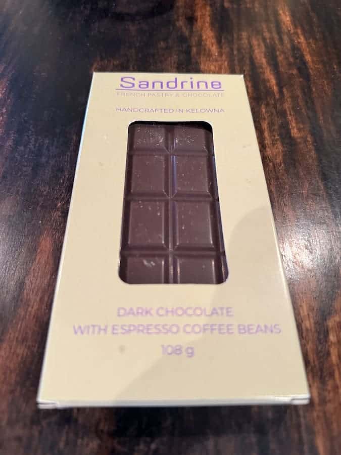 Handmade Dark Chocolate with Expresso Beans Bar from Sandrine Kelowna