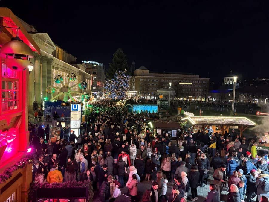 Busy, weekend crowd fills the Stuttgart Christmas Market