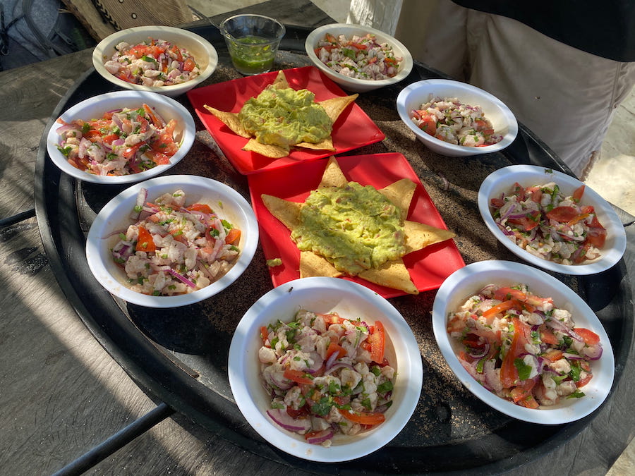Freshly prepared ceviche from fish caught on-route to Cabo Catoche.