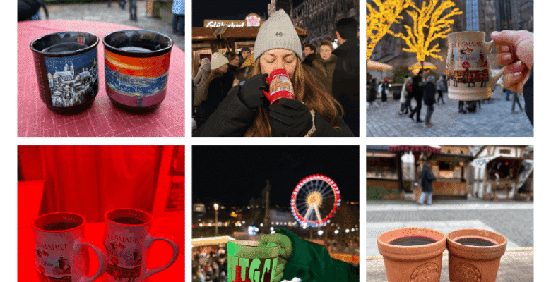 Mugs of Gluhwein from various German Christmas Markets