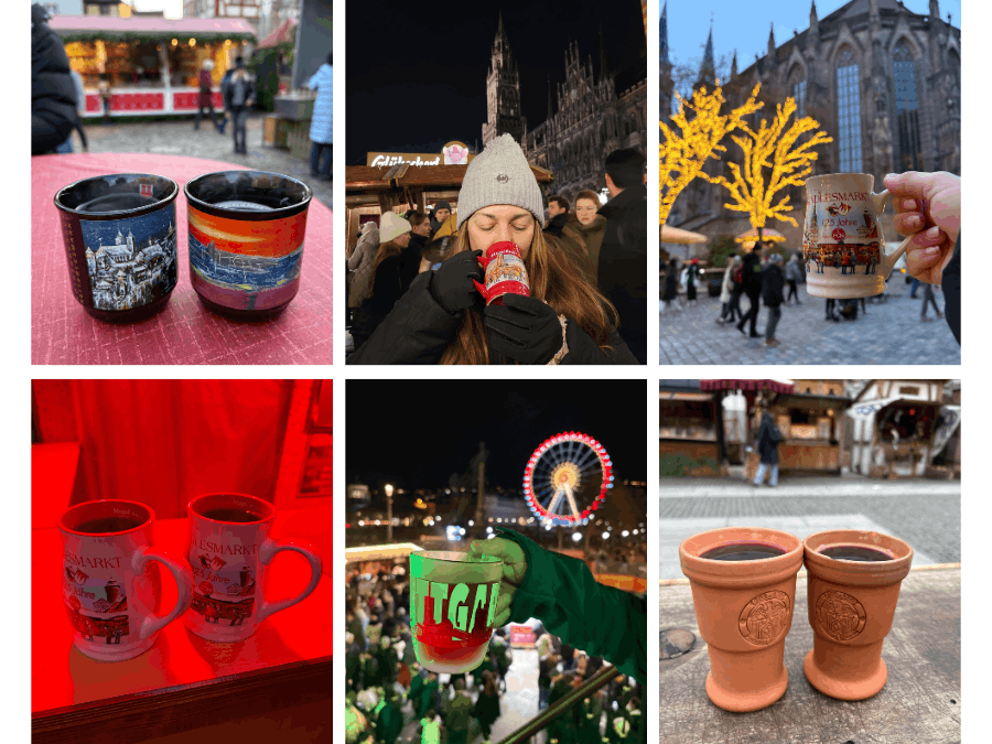 Mugs of Gluhwein from various German Christmas Markets