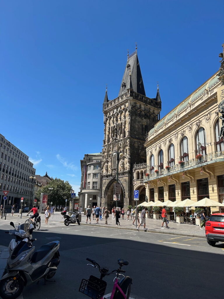 Powder Gate Tower (Prasna brana), the historically guarded entrance to Prague, Czechia.