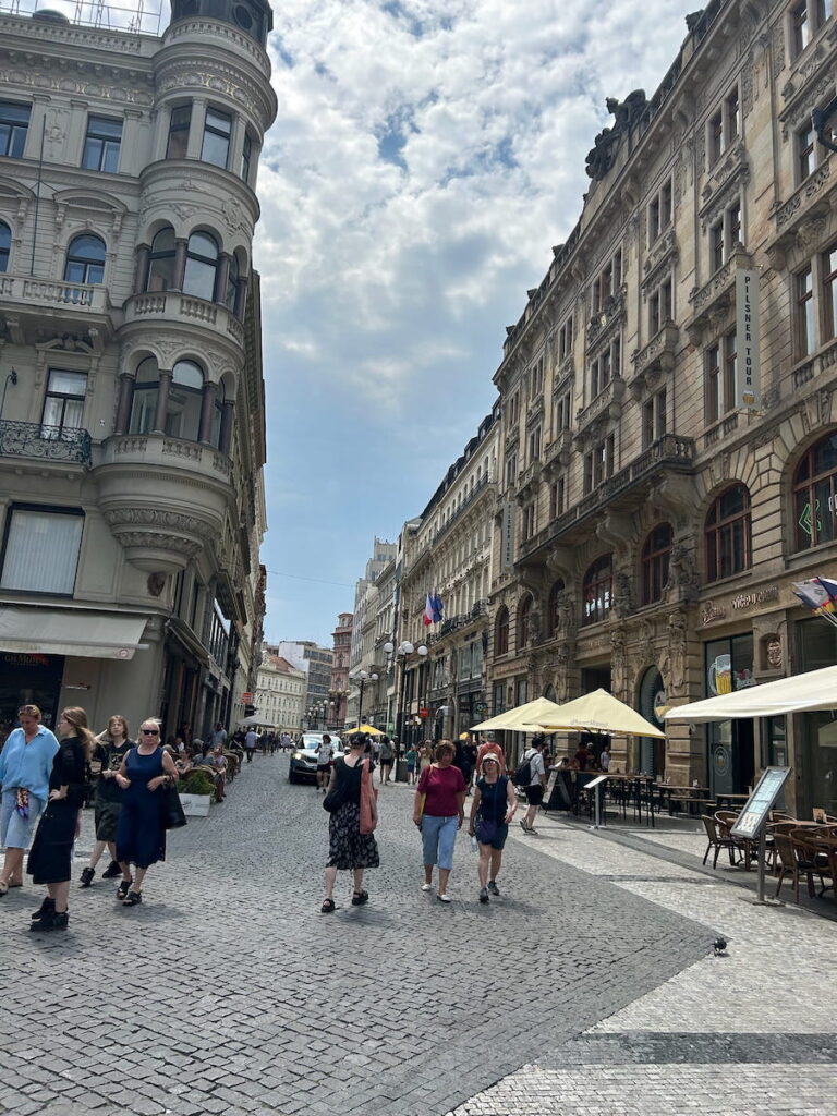 Strolling the cobblestone streets of Prague, Czechia.