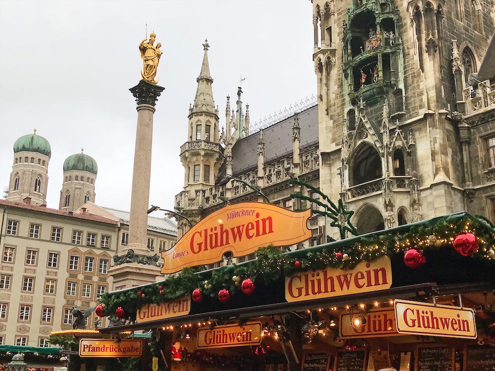 Gluhwein stall at Marienplatz Christmas Market.