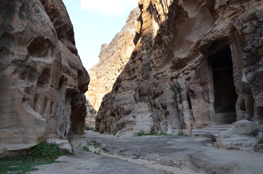 Narrow cliff entrance to Little Petra.