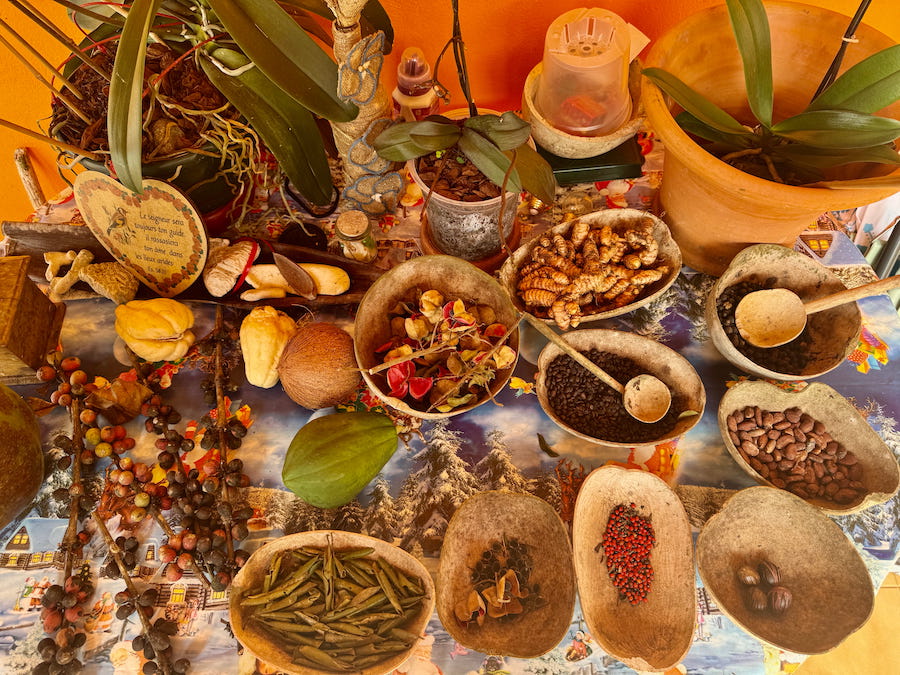 Some of the spices and herbs used on Martinique.