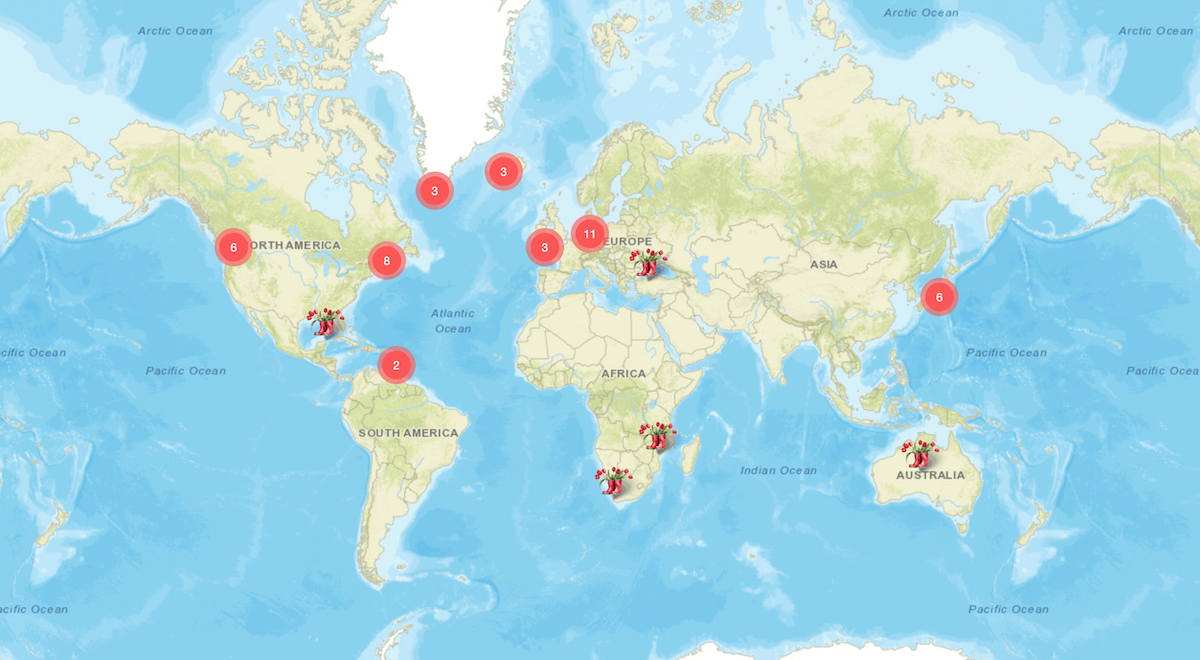 World Map displaying Roamancing's Travel Stories