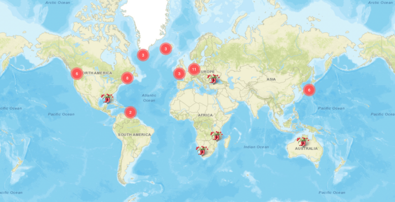 World Map displaying Roamancing's Travel Stories