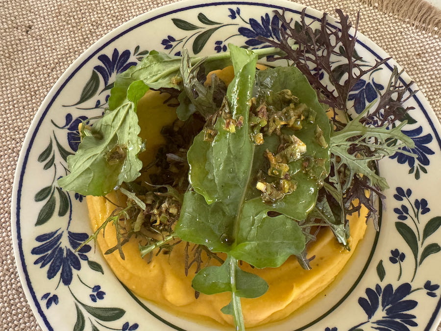 Sweet potato puree and salad - a Chef Sterelle creation.